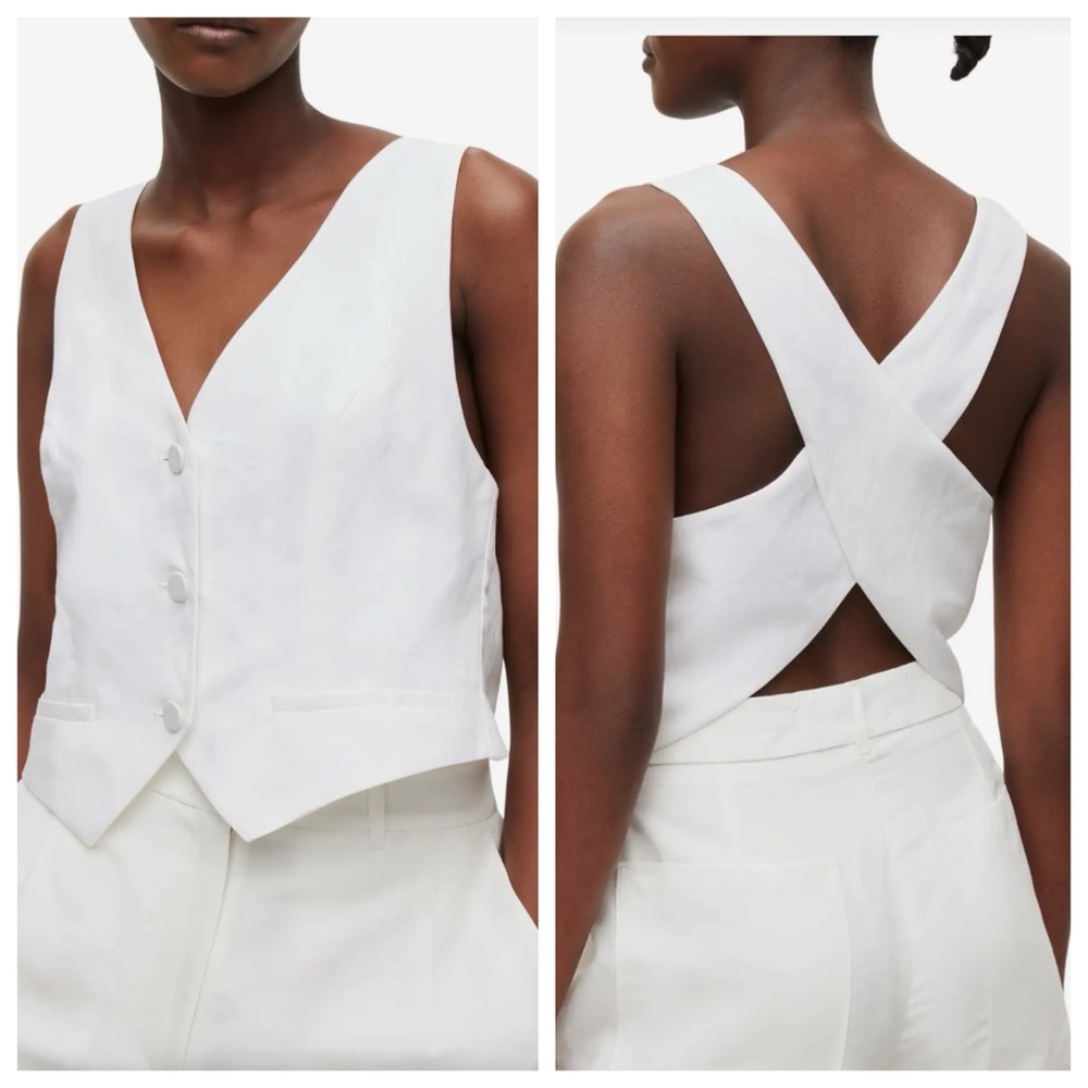 All saints Petra Waistcoat linen mix off white V front sleeveless vest. 10